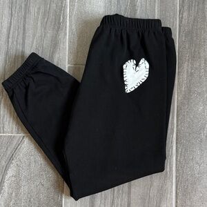 Rosenthal Black Joggers with White Heart Accent